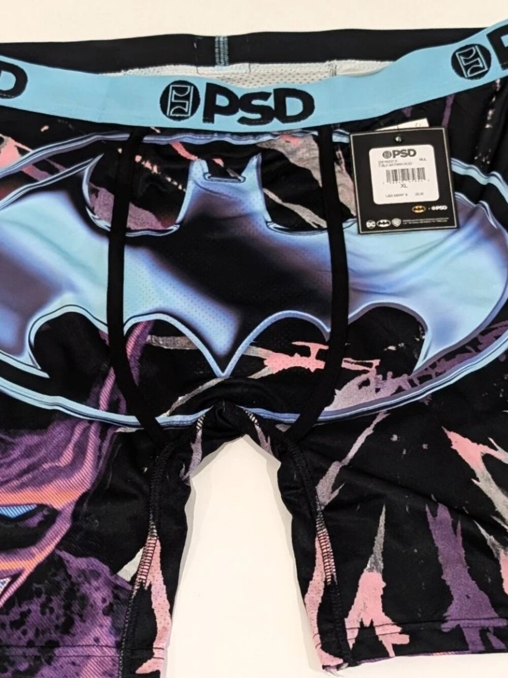 PSD Underwear Mens XL Extra Large DC Comics Batman Acid Wash Boxer Briefs NWT